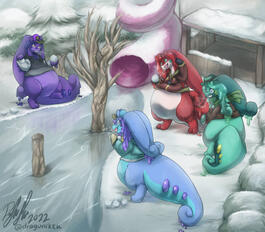 Colored Fullbody Drawing Example | 3 Extra Characters | Detailed BG