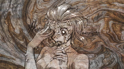 Colored Bust Sketch Example | Simple BG